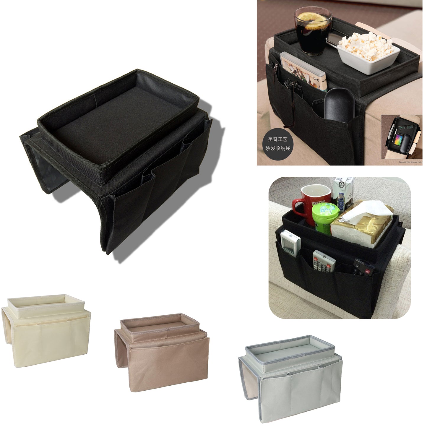 Sofa Armrest Organizer with Cup Holder Tray image 0