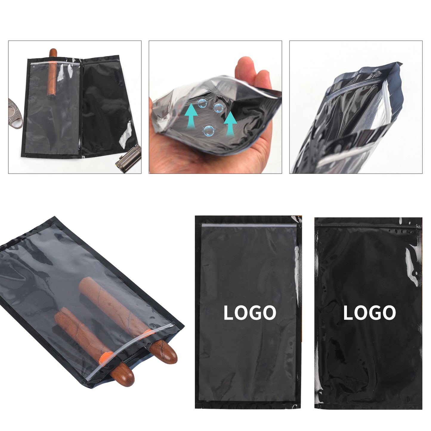 Portable Cigar Humidity Bags - Clear Travel Cigar Storage Pouches