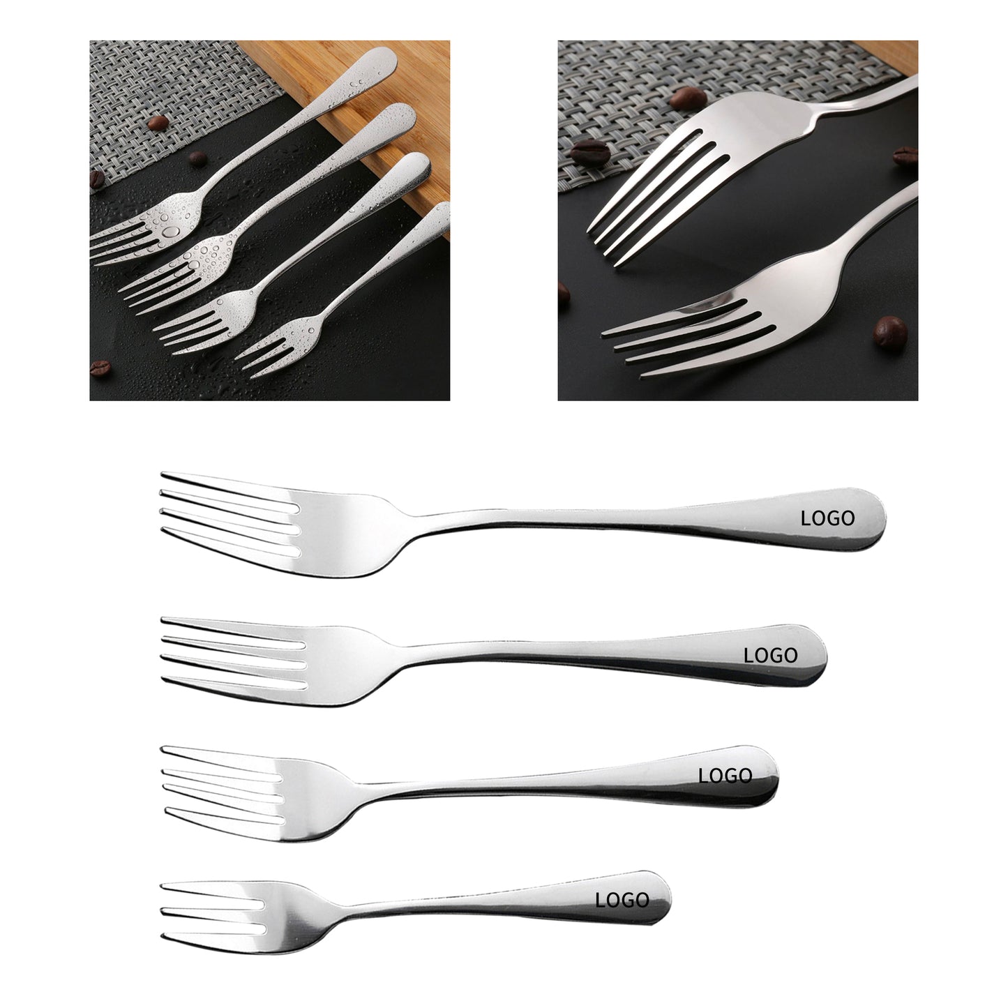 Stainless Steel Dinner Forks Set - Creative Long Handle, Steak &amp; Main Course - Silver