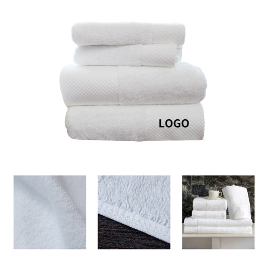 Plush Cotton Towels - Hotel Quality, Absorbent &amp; Lint-Free, White - White