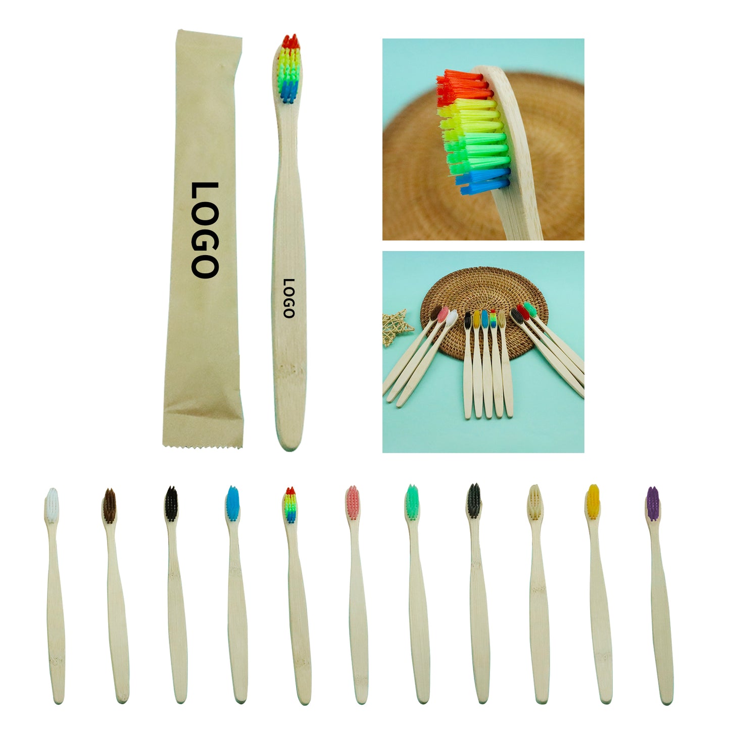 Eco-Friendly Soft Bristle Bamboo Toothbrushes - Travel &amp; Home Use, Packaged