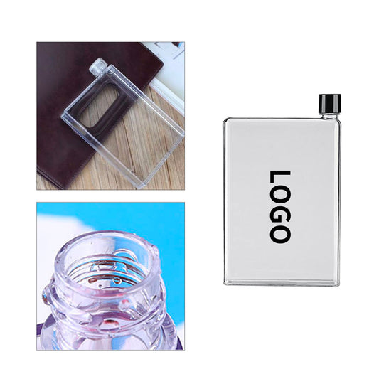 Custom A6/A5 Size Creative Paper-Style Leak-Proof Flat Plastic Water Bottle - Clear