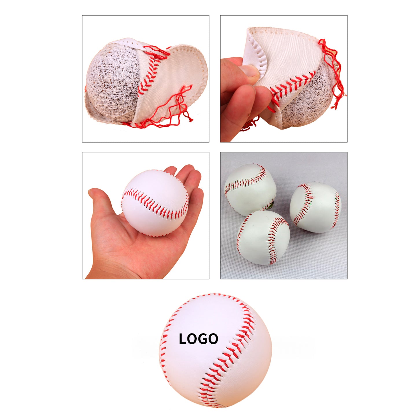 Hard PVC 9-Inch Baseball for Student Training and Competition - Red/White