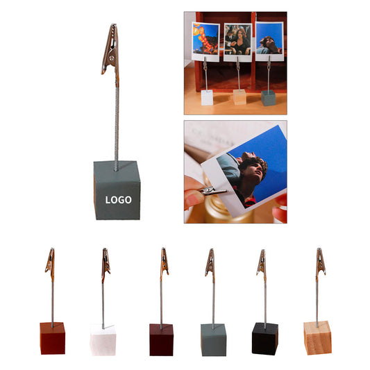 Pine Wood Office Decor Alligator Clip Memo &amp; Card Holders for Wedding Decor