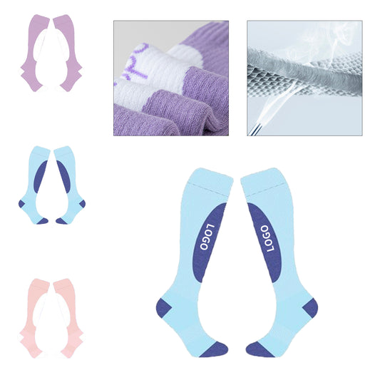 Winter Ski Socks - Anti-Slip, Warm, Thickened, Towel Bottom Sports Stockings - Purple