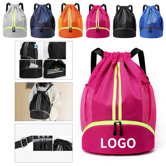Waterproof Drawstring Sports Bag - Black