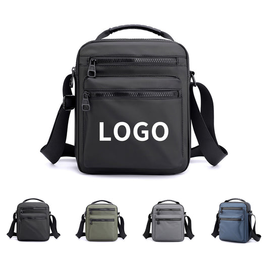Waterproof Nylon Crossbody Bag with Adjustable Strap - Black
