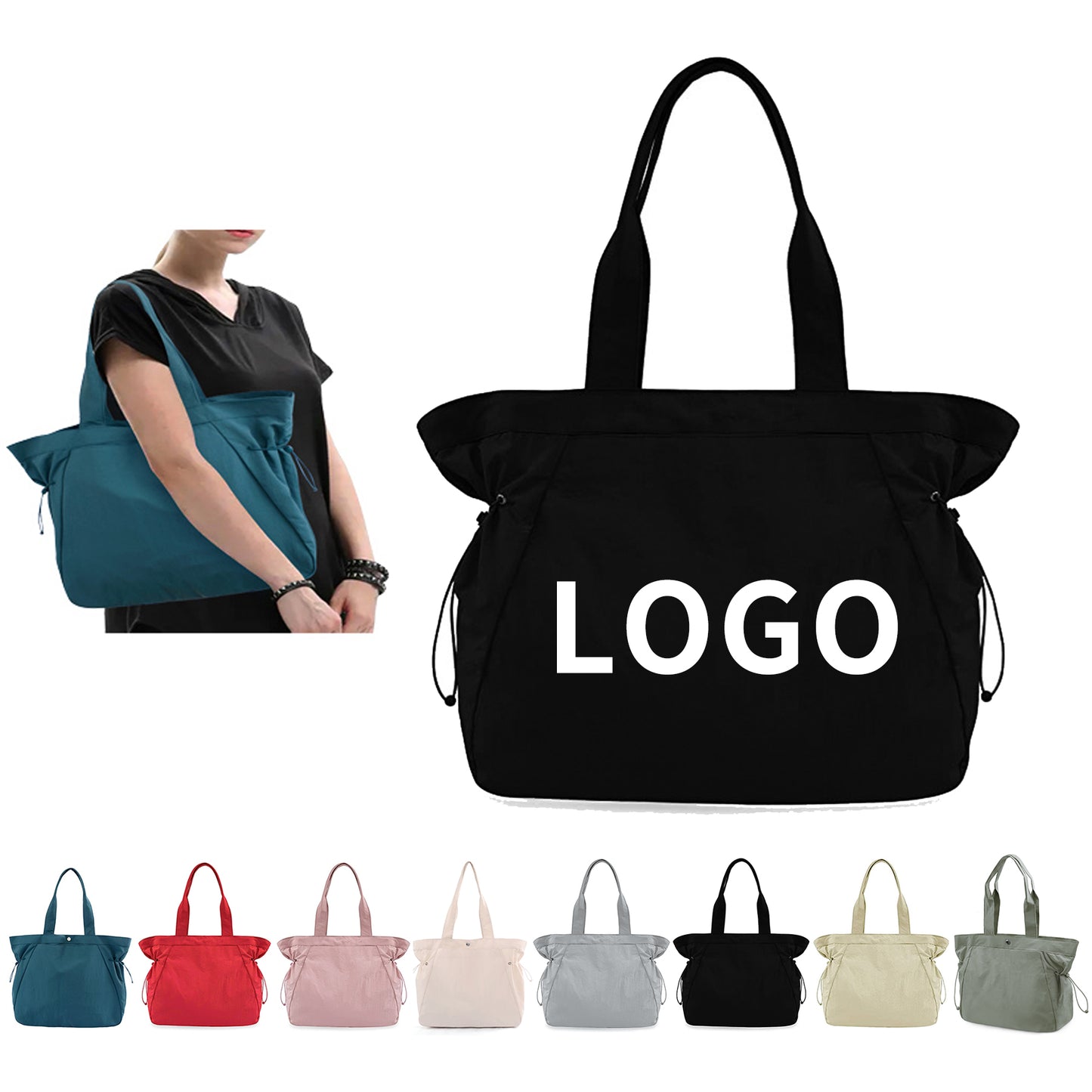 Expandable Large Capacity Tote Bag - Teal Green