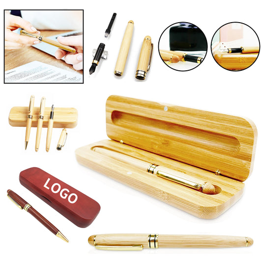 Bamboo Fountain Pen with Matching Case