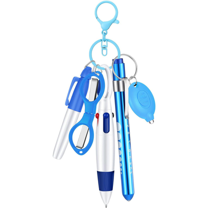 6-in-1 Shuttle Pens Retractable w/ Carabiner Keychain
