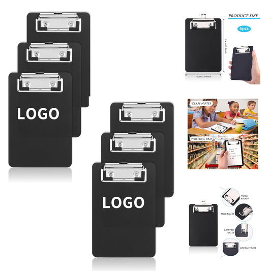4 x 6 Inch Small Clipboards Cute Pocket Clipboard Plastic Clipboards - Black