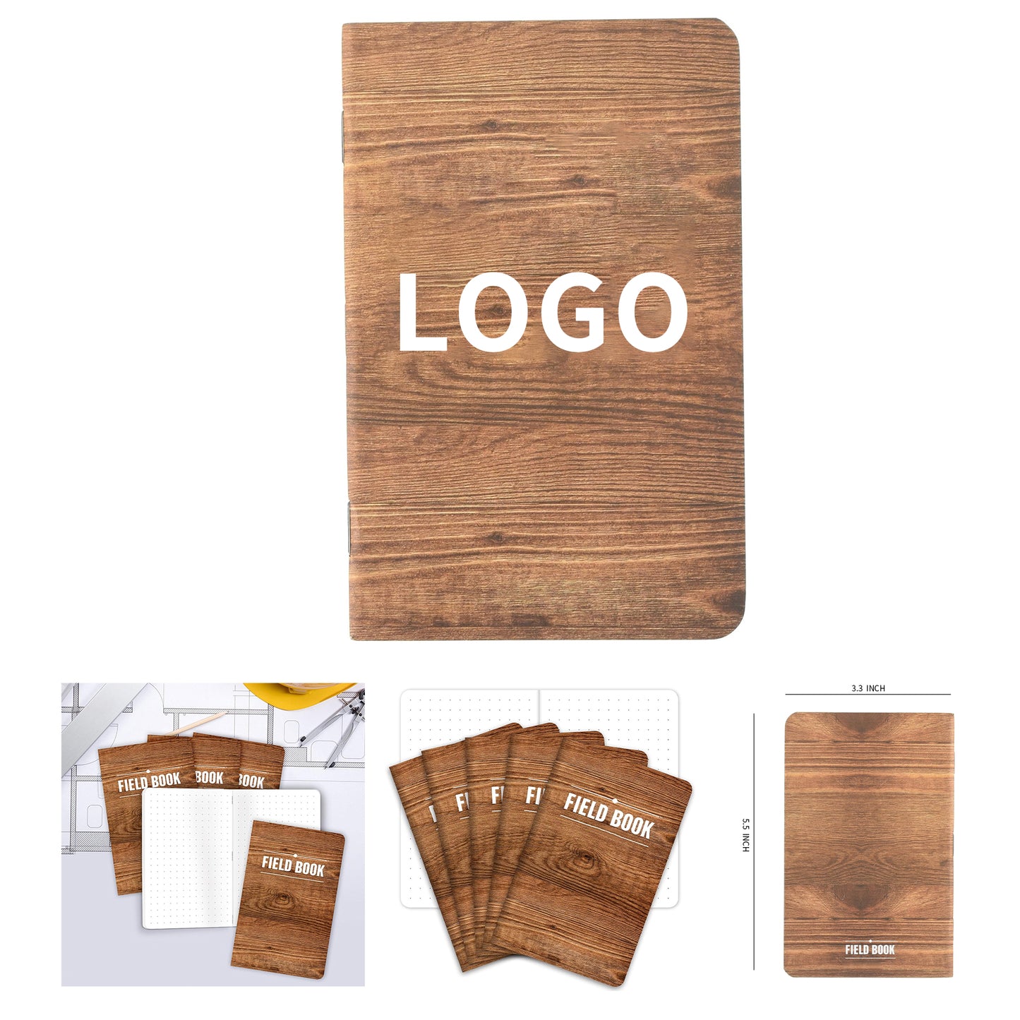 48 Pages 24 Sheets 3.5" x 5.5" Field Wood Pattern Graph Memo Book