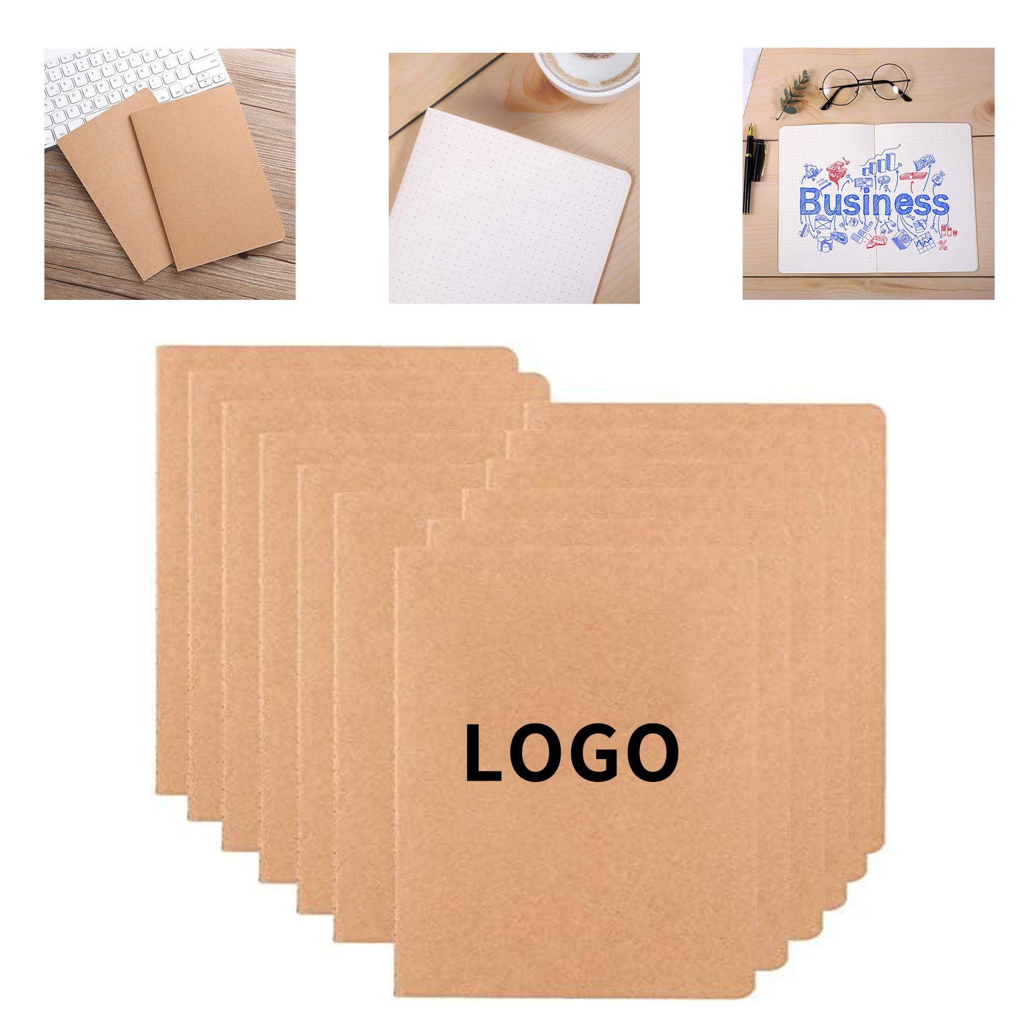 8.3 x 5.5 inch 60 Pages A5 Size Dot Grid Notebook Journals Bulk with Thick Dotted Grid Paper - Kraft