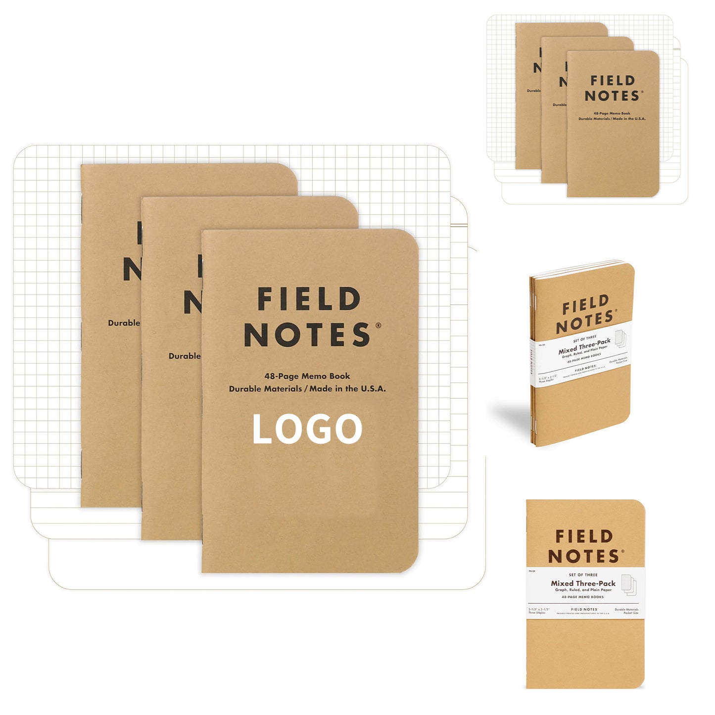 48 Page 3.5" x 5.5" Ruled Lined, Pocket Notebook - Kraft