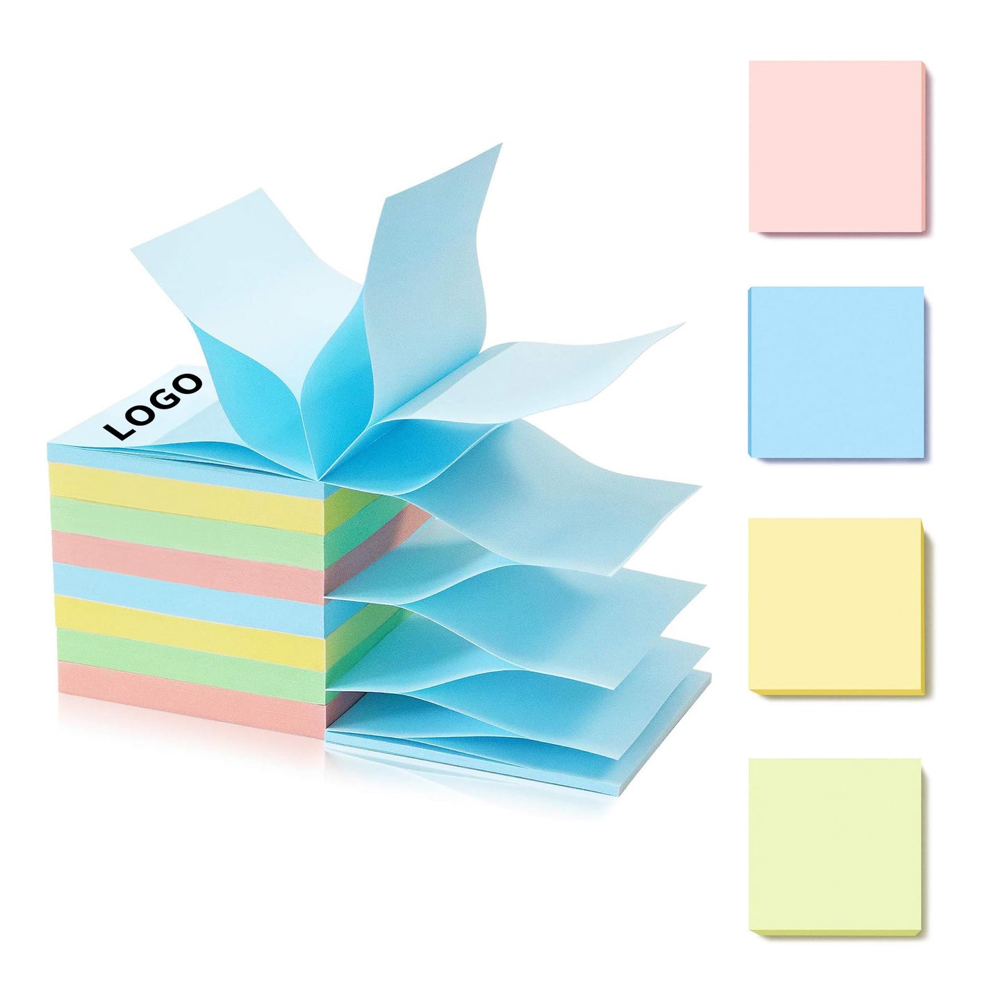 3 in x 3 in 80 Sheets Refills Pastel Colors Pop Up Sticky Self-Stick Notes Pads