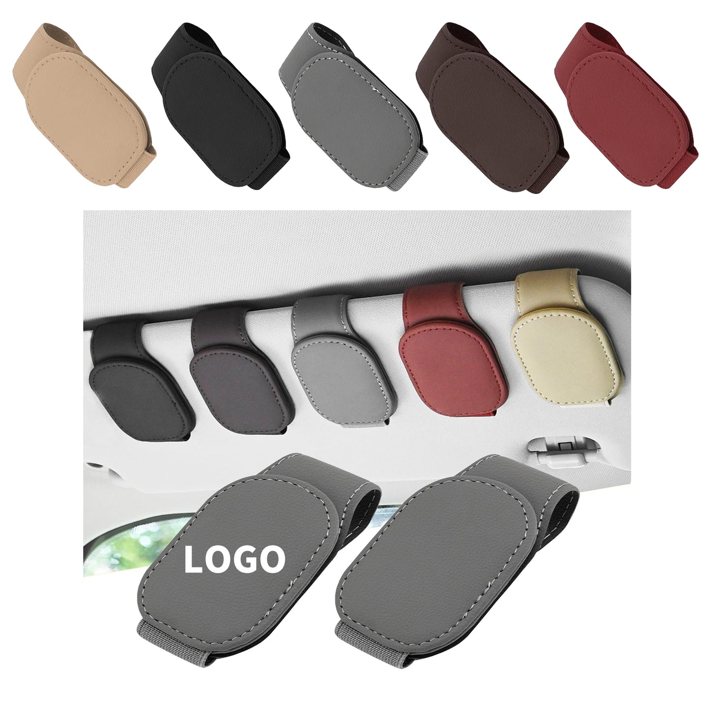 Full Leather Magnetic Sunglass Holder Visor Sunglasses Holder Clip