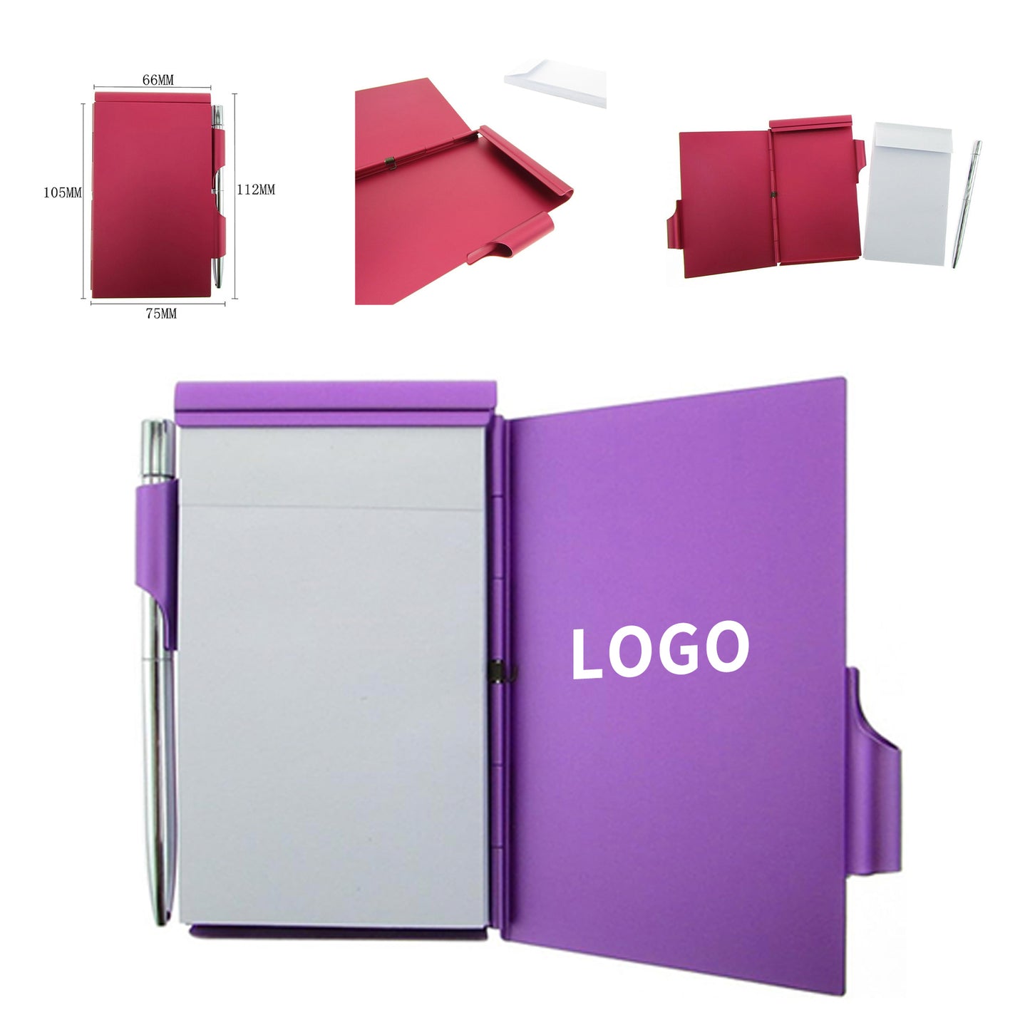 Metal Pocket Notebook with Pen and Refillable Paper - Aluminum Alloy