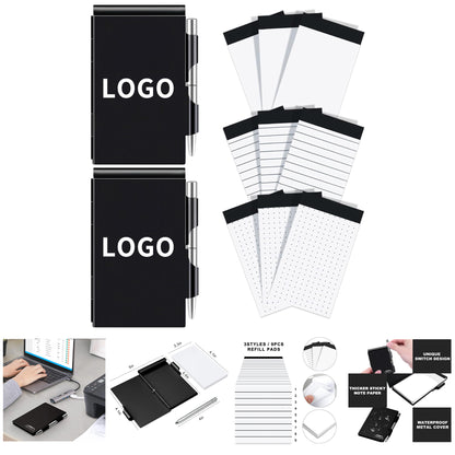 Metal Pocket 60-Page Sheets Notebook Holder with Pen Set - Metal