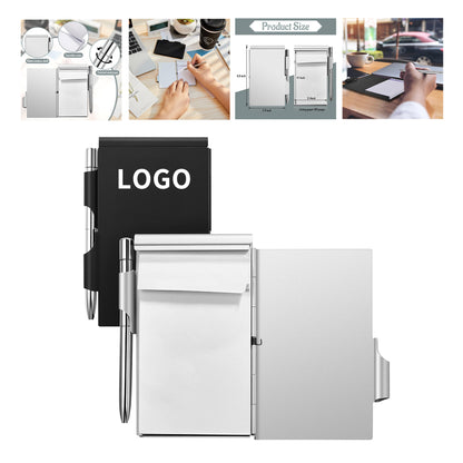 60 Liniing Pages Metal Pocket Notebook with Pen and Refillable Paper - Aluminum