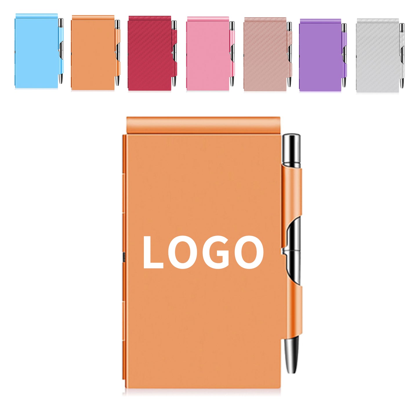 Small Pocket Notepad Aluminum Note Case with Mini Metal Pen and 60-Page Sheets - Blue