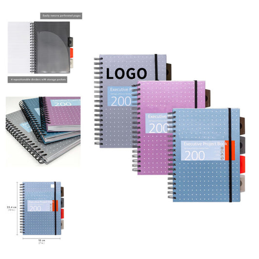 7 x 10in B5 200 Pages Metallic Subject Notebook - Paper