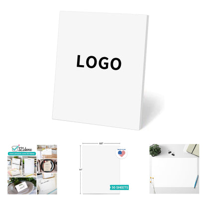 50 Sheets 8.5 x 11 Inches Plain White Luxury Memo Scratch Pad Blank Notepad - White
