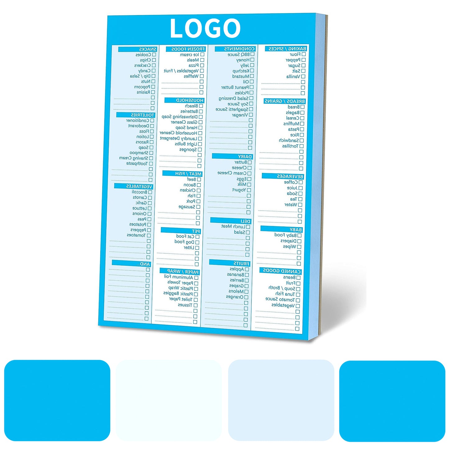 6" x 9" 90 Pages Grocery Shopping Weekly Planner List Note Pad with Magnet Mountings - Blue
