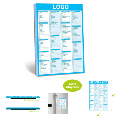 6" x 9" 90 Pages Grocery Shopping Weekly Planner List Note Pad with Magnet Mountings - Blue