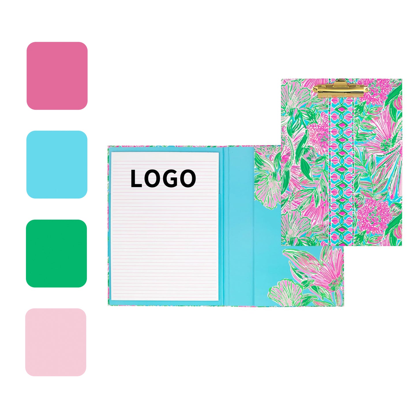 9.5 inches Wide x 12.5 inches High 60 Page Lined Notepad and Interior Storage Pocket Clipboard - Various