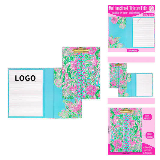 9.5 inches Wide x 12.5 inches High 60 Page Lined Notepad and Interior Storage Pocket Clipboard - Various