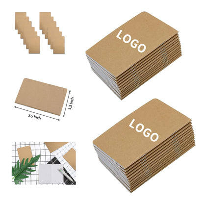 5.5 Inch x 3.5 Inch 32 Sheets 64 Blank Pages Brown Cover Pocket Notebook - Brown