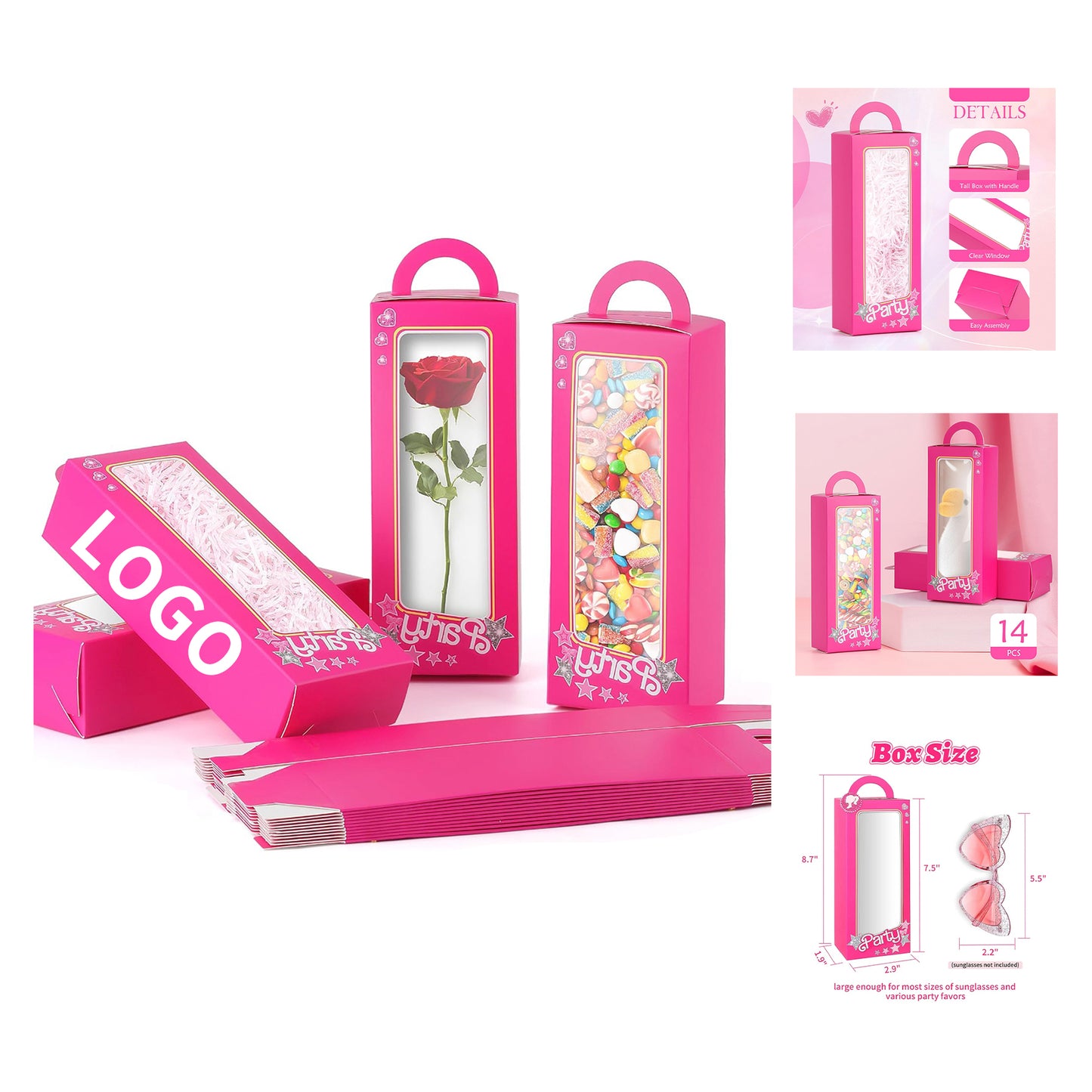 7.5" x 3" x 2" Party Favor Boxe Pink Candy Box Pink Doll Gift Box - Pink