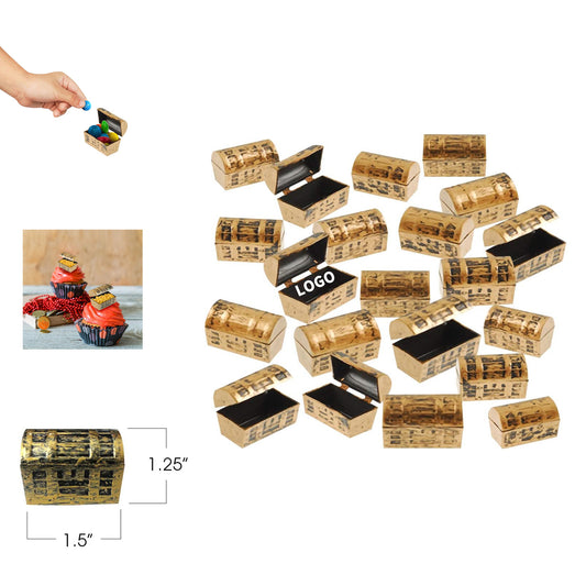 1.5 Inch Plastic Chests with a Gold Finish Mini Pirate Treasure Chests - Gold