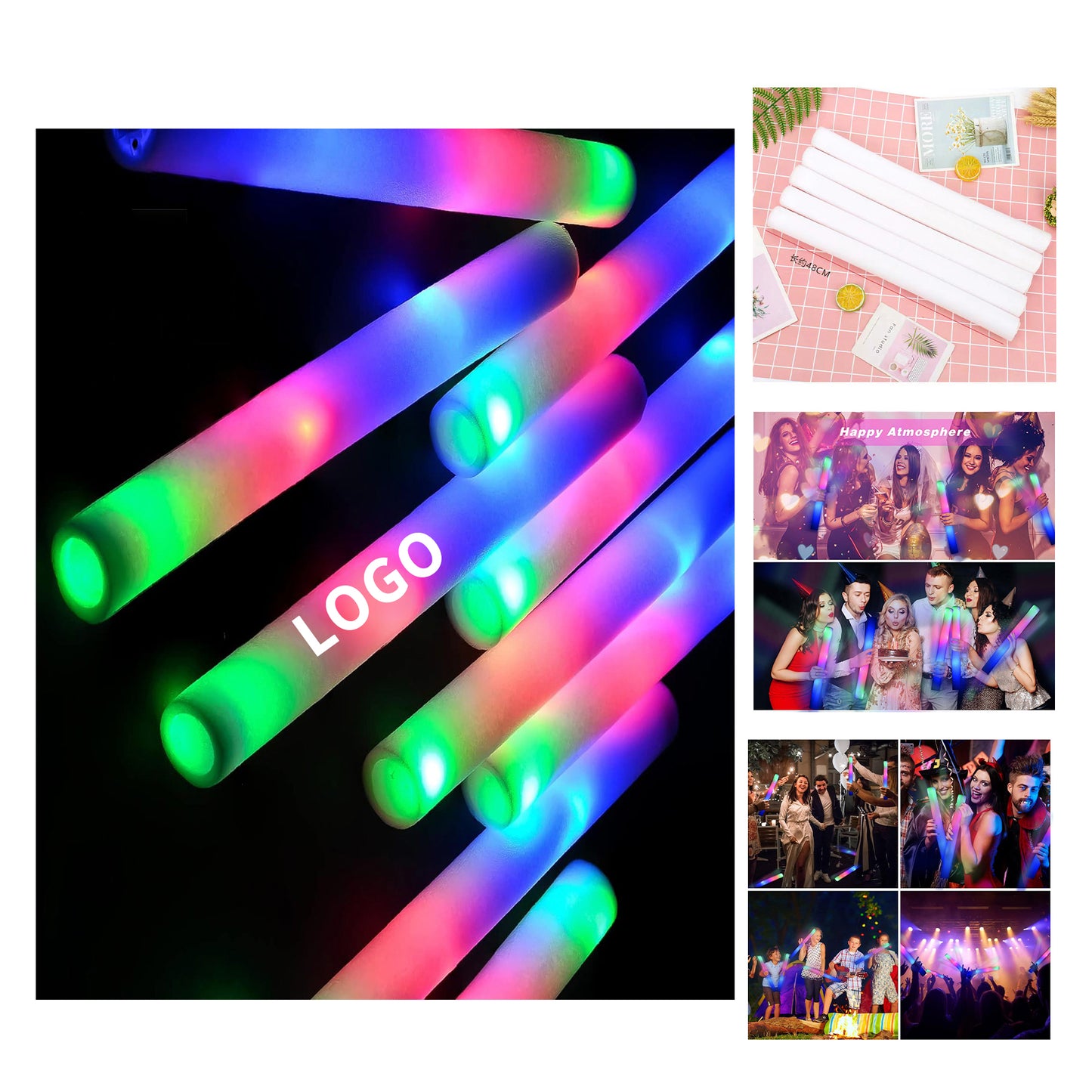 Glow In The Dark Party Supplies LED Foam Sticks Glow Baton