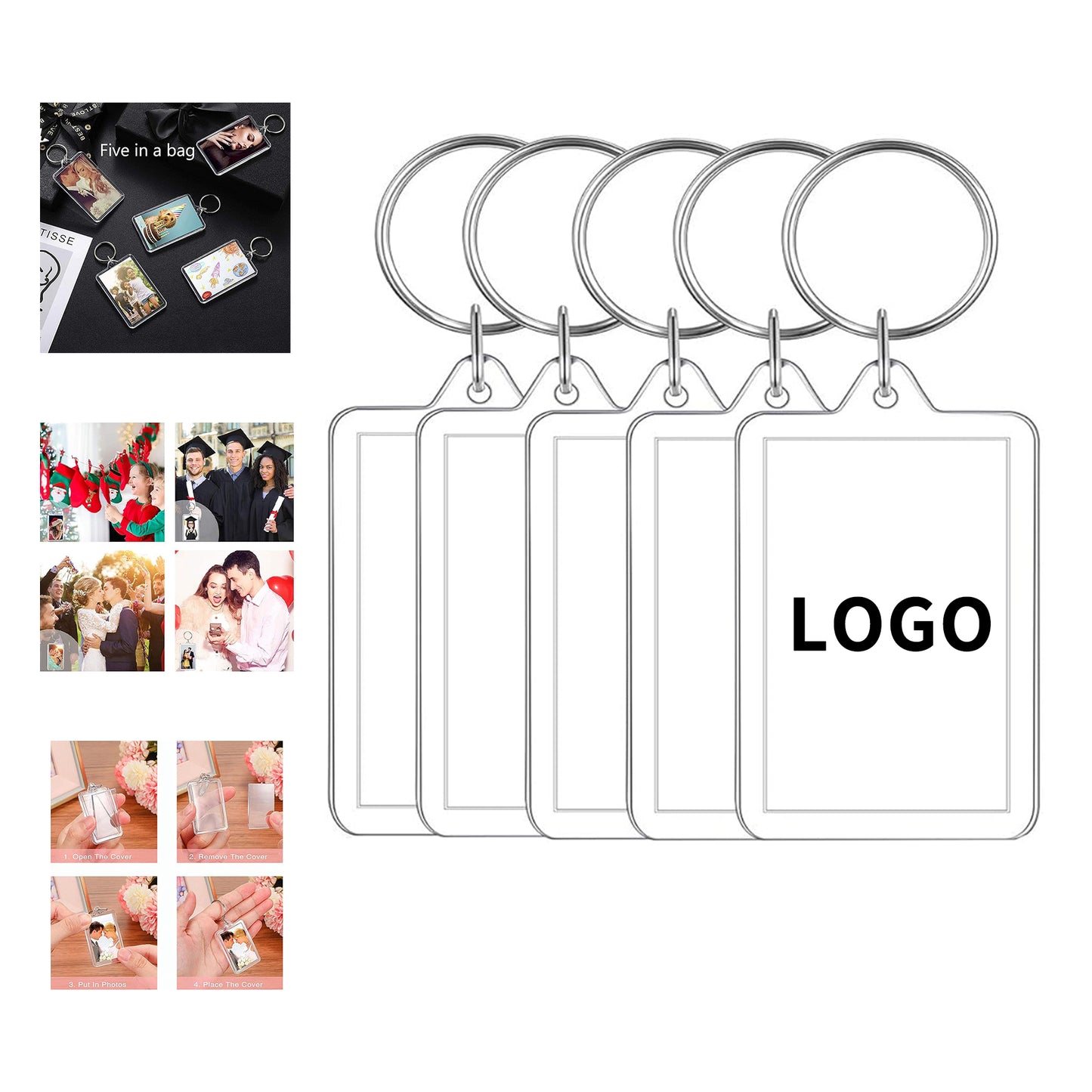 2 x 1.3 Inches Picture keychains Photo Frame Key Chain