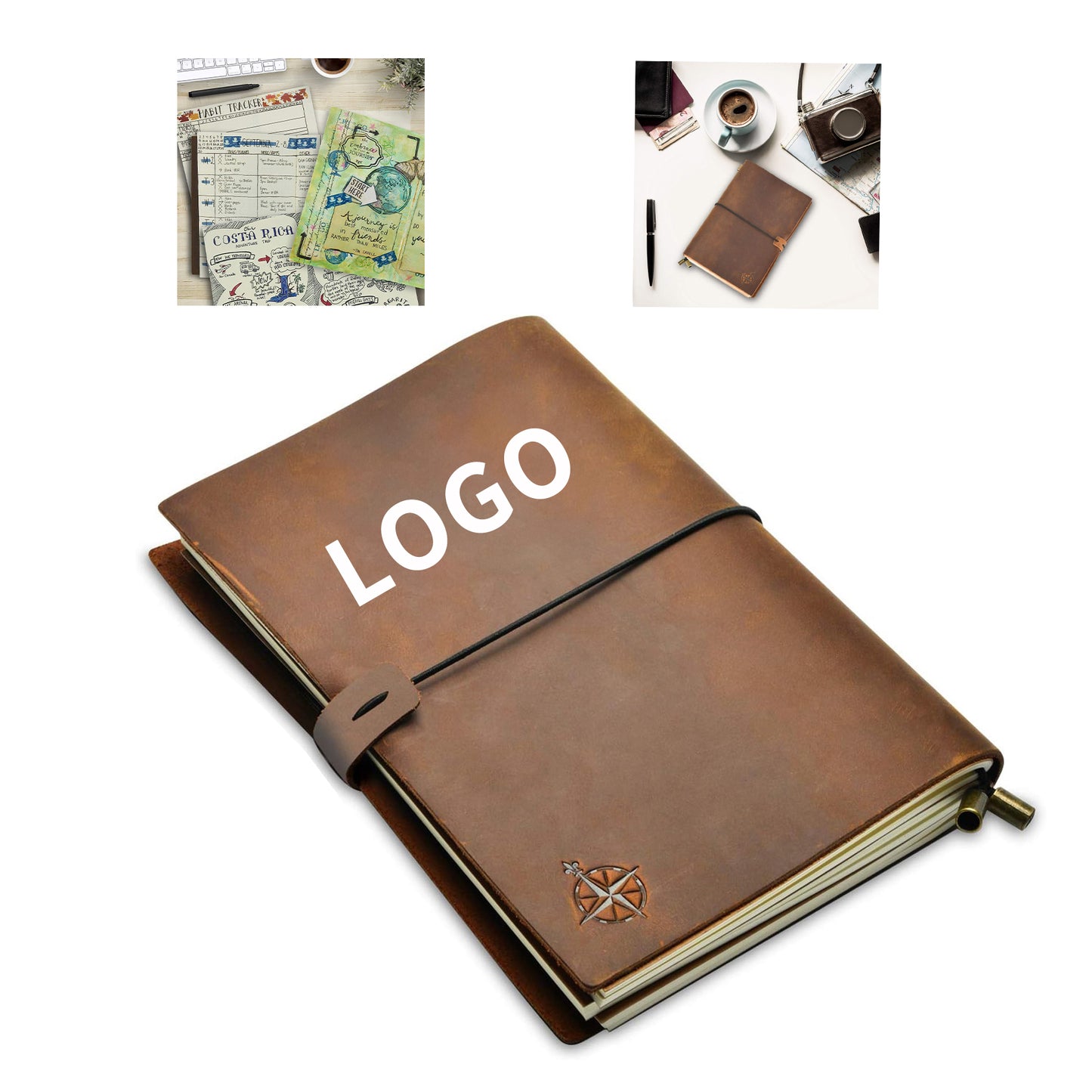 8.5" x 6" A5 Leather Travelers Notebook A5 Refillable Travelers Journal - Brown
