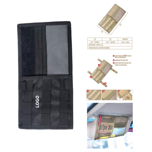 11.8" x 6.3" Car Visor Organizer Tactical Storage Holder Pouch Bag - Tan