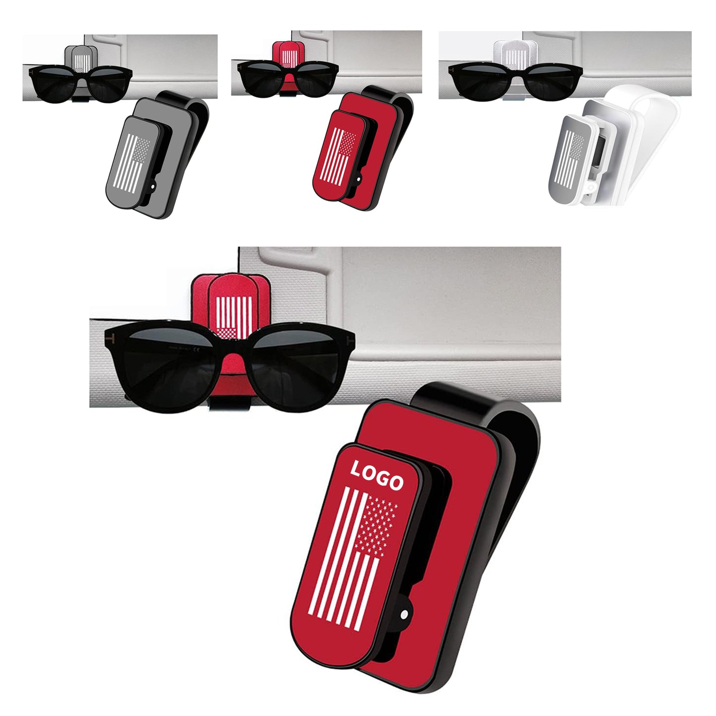 2.46 x 1.35 x 1.9 Inches American Flag Sunglasses Clip for Car Visor