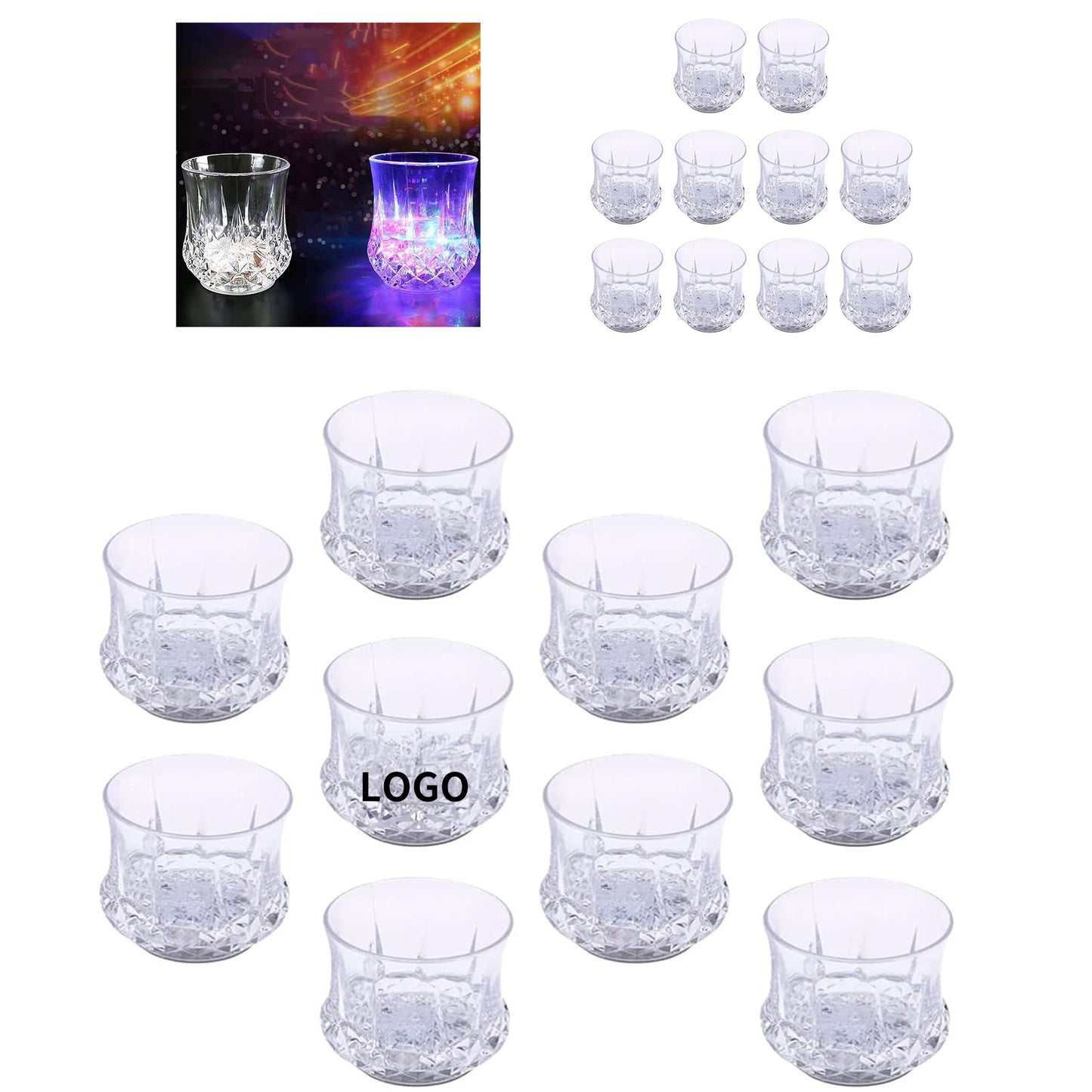 Led Flash Light Up Cup Multicolor Tumblers Bar Night Club Party Drinking Glasses - Clear