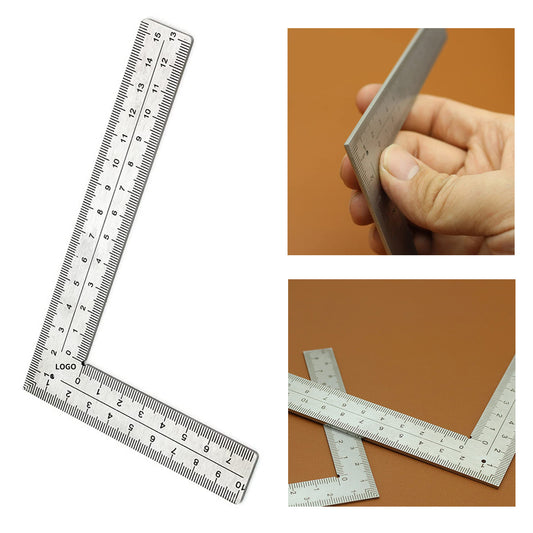 4 inch by 6 inch Stainless Steel L Shaped Ruler - Silver