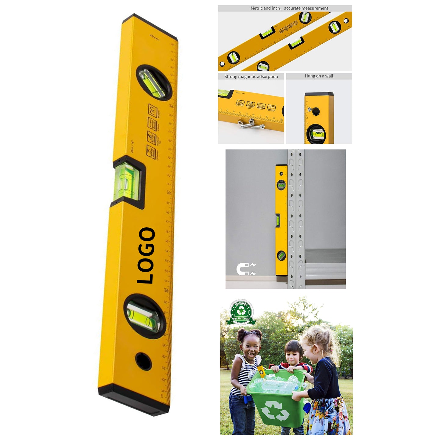 16-Inch Magnetic Torpedo Level and Ruler - Yellow