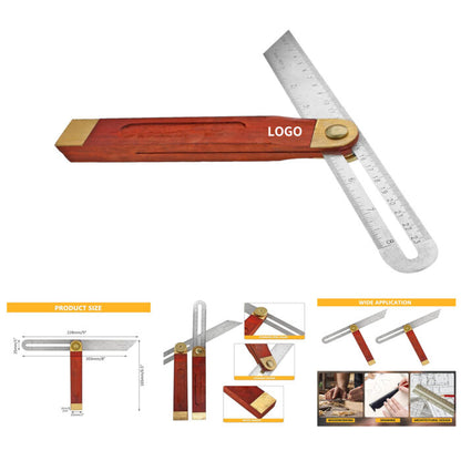 9 Inch Multi Angle Sliding T-Bevel Angle Ruler Protractor - Wood