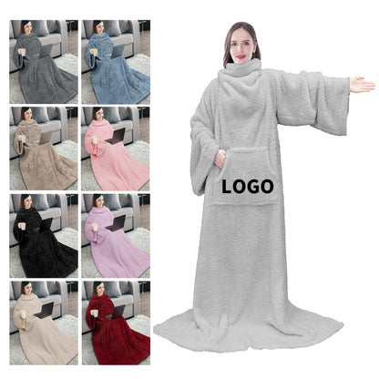 70" x 50" Fluffy Blanket with Sleeves for Women Men Adults
