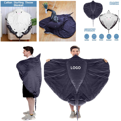 50 x 50'' Devil Fish Blanket Manta Ray Animals Blanket Soft Plush Stuffed Toy - Black