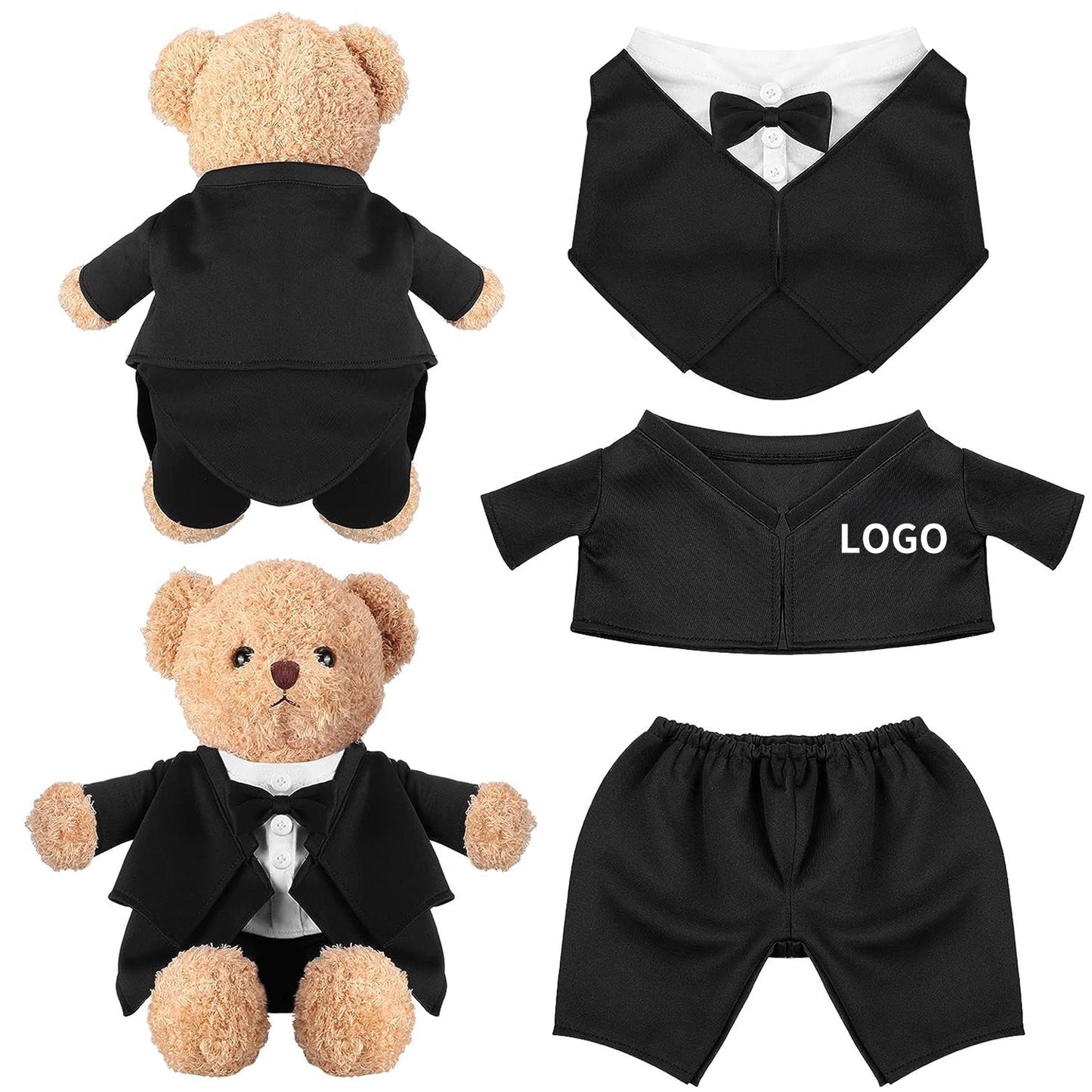 Set of Tuxedo Outfit Bear Clothes Suitable for 13-15 Inch - Black