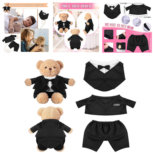 Set of Tuxedo Outfit Bear Clothes Suitable for 13-15 Inch - Black