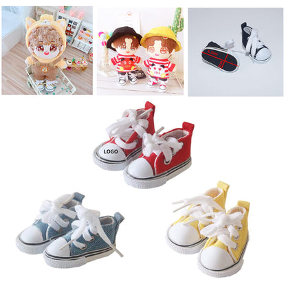 7.8in Canvas Shoes Humanoid Doll Stuffed Animals Clothes Accessories - Black