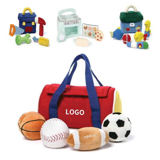 8 Inches 5 Pieces My First Sports Bag Stuffed Plush Playset - Black