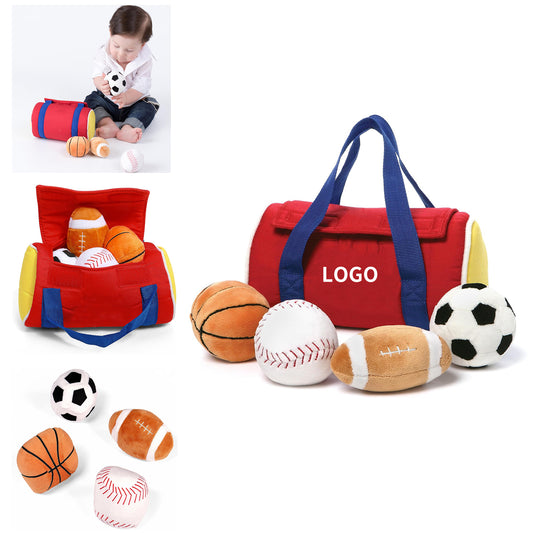 8 Inches 5 Pieces My First Sports Bag Stuffed Plush Playset - Black