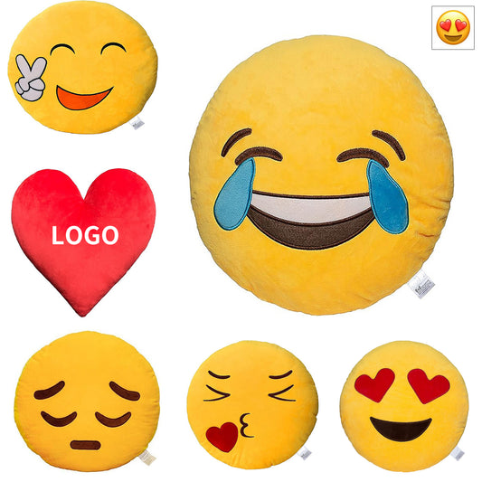 Emoji Heart Eyes Face Emoticon Cushion Stuffed Plush Soft Pillow - Yellow